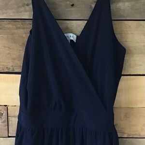 GILLI Size M Navy Wide-Leg Jumpsuit Spagetti Straps Tie at Side Two Pockets